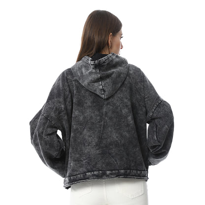 XTCY sweatshirt with a hood and a cut at the chest for women