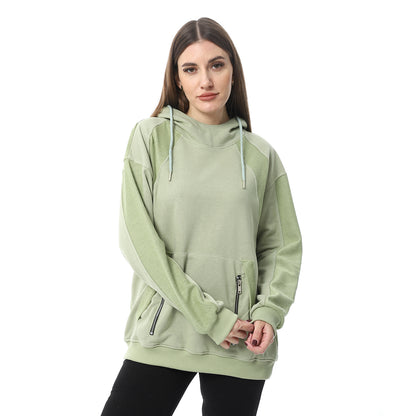 XTCY Summer Milton Hood Sweatshirt with Zipper Pocket Cut women