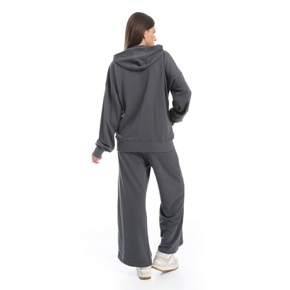 Tracksuit Set Zip Up Hoodie and Wide Leg Sweatpants