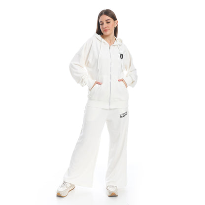 Tracksuit Set Zip Up Hoodie and Wide Leg Sweatpants