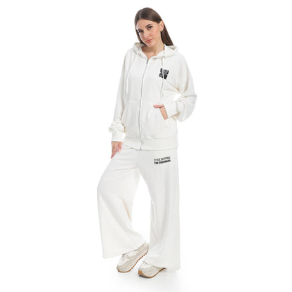 Tracksuit Set Zip Up Hoodie and Wide Leg Sweatpants
