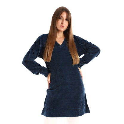 Velour Knitted Long Sweatshirt