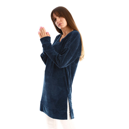 Velour Knitted Long Sweatshirt