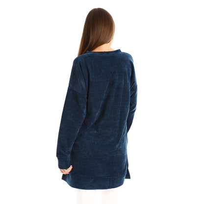Velour Knitted Long Sweatshirt