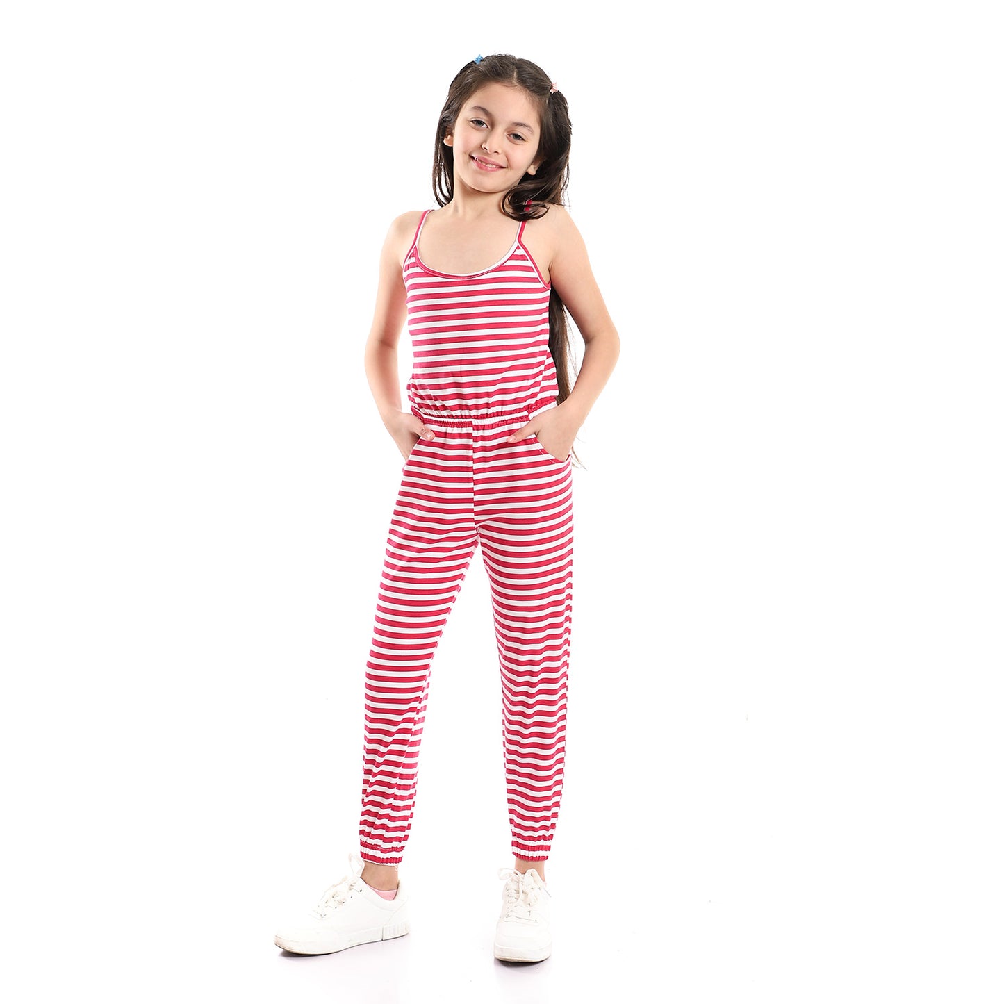 Kady Elastic Waist Spaghetti Sleeves Girls Jumpsuit
