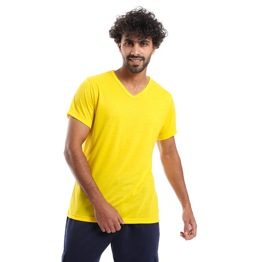 off cliff Plain Pattern V Neck Slip On T Shirt men