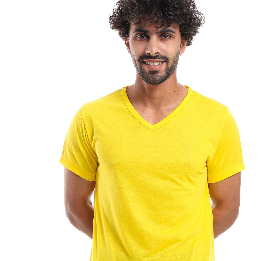 off cliff Plain Pattern V Neck Slip On T Shirt men