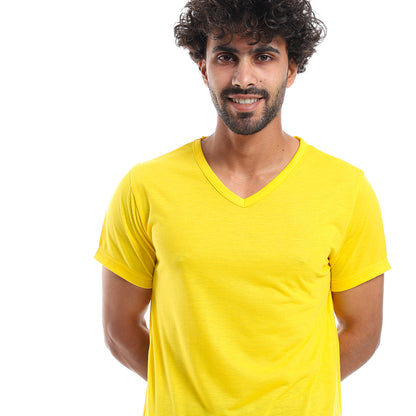 off cliff Plain Pattern V Neck Slip On T Shirt men