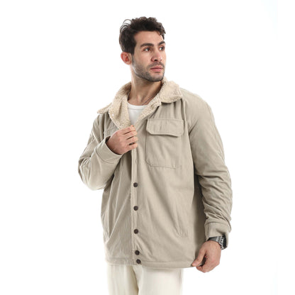 Plush jacket with buttons