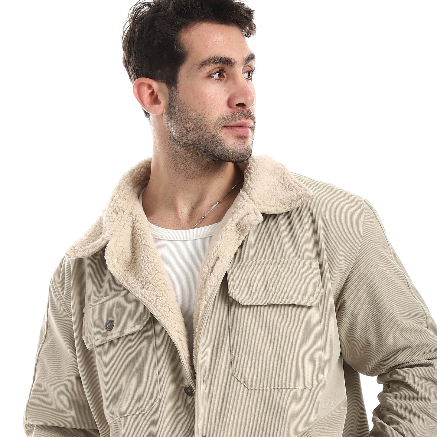 Plush jacket with buttons