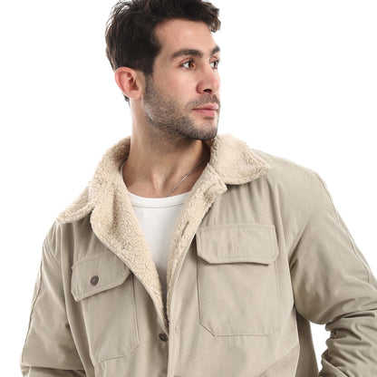 Plush jacket with buttons