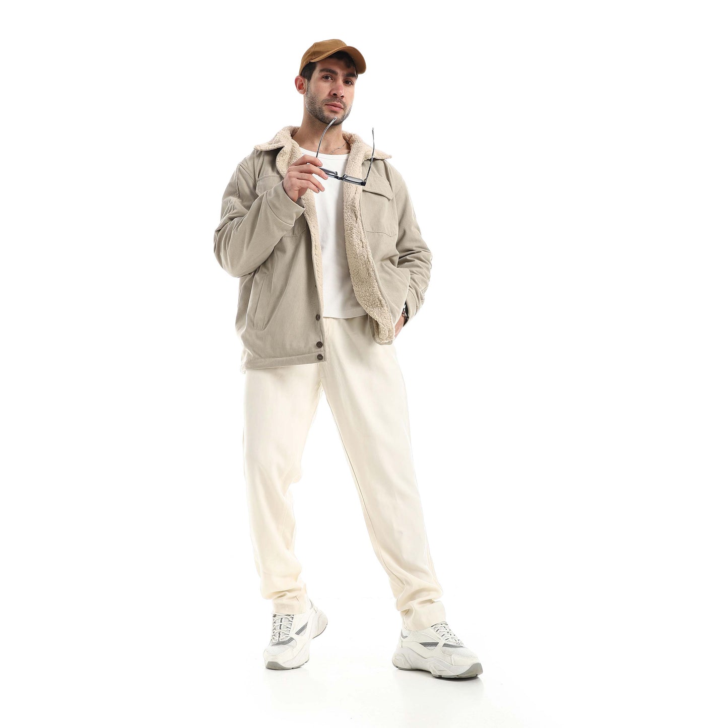 Plush jacket with buttons