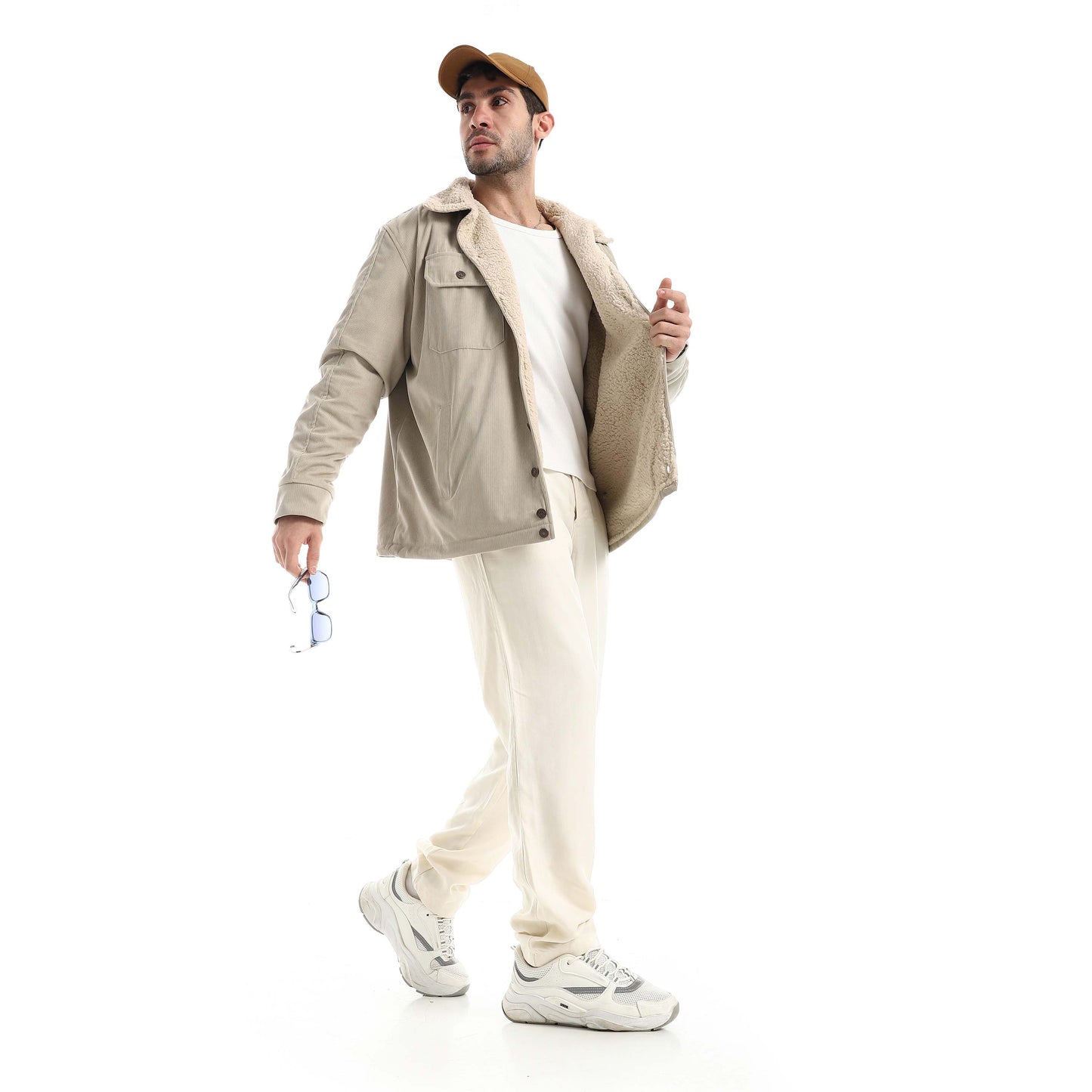 Plush jacket with buttons