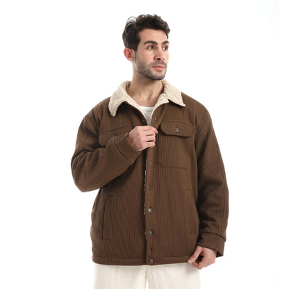 Plush jacket with buttons