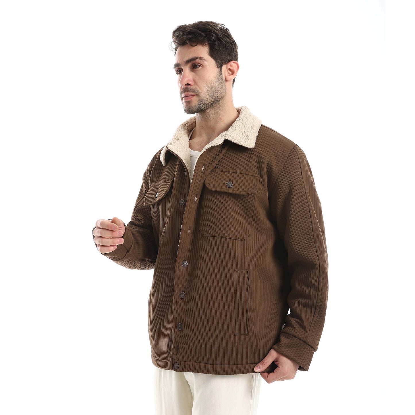 Plush jacket with buttons
