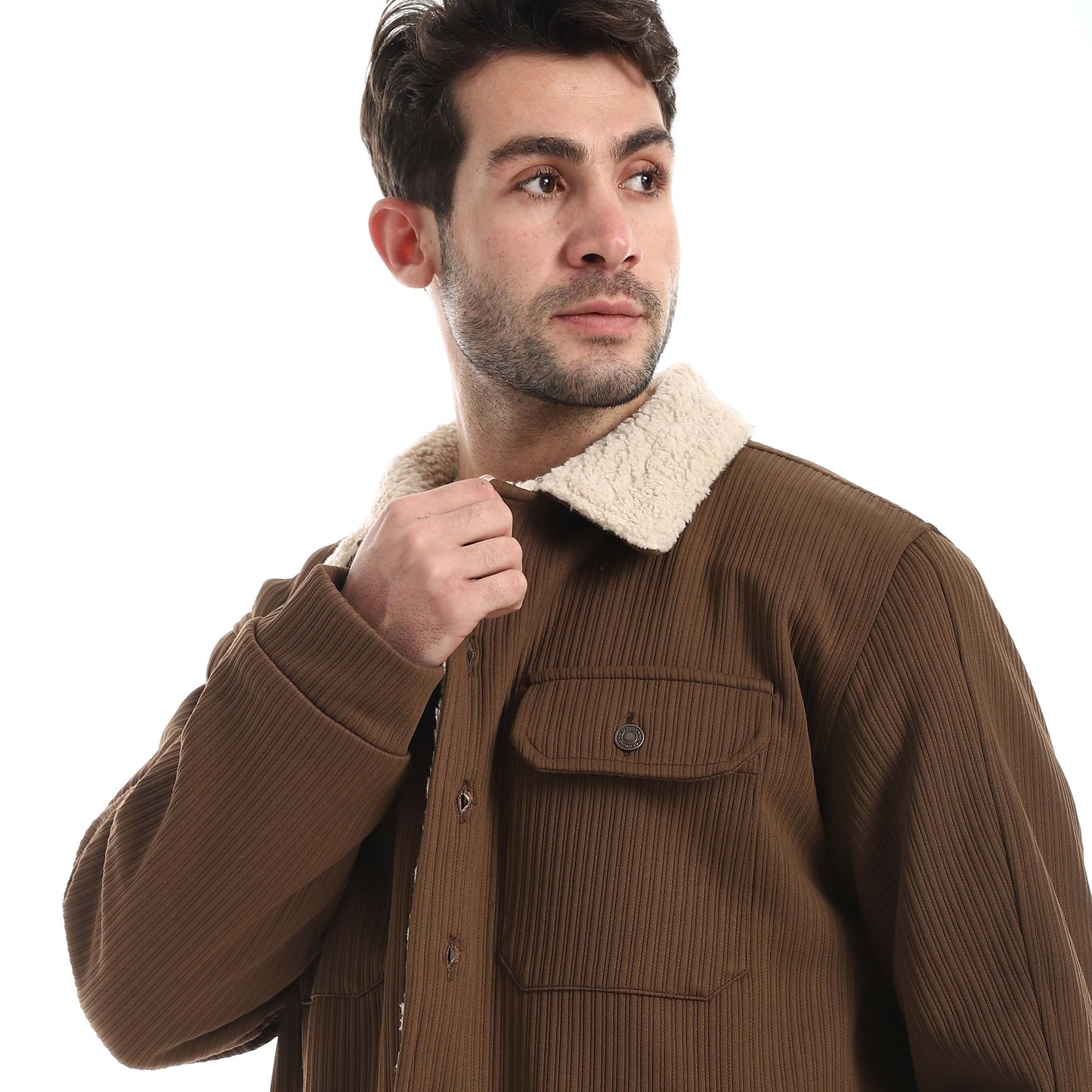 Plush jacket with buttons