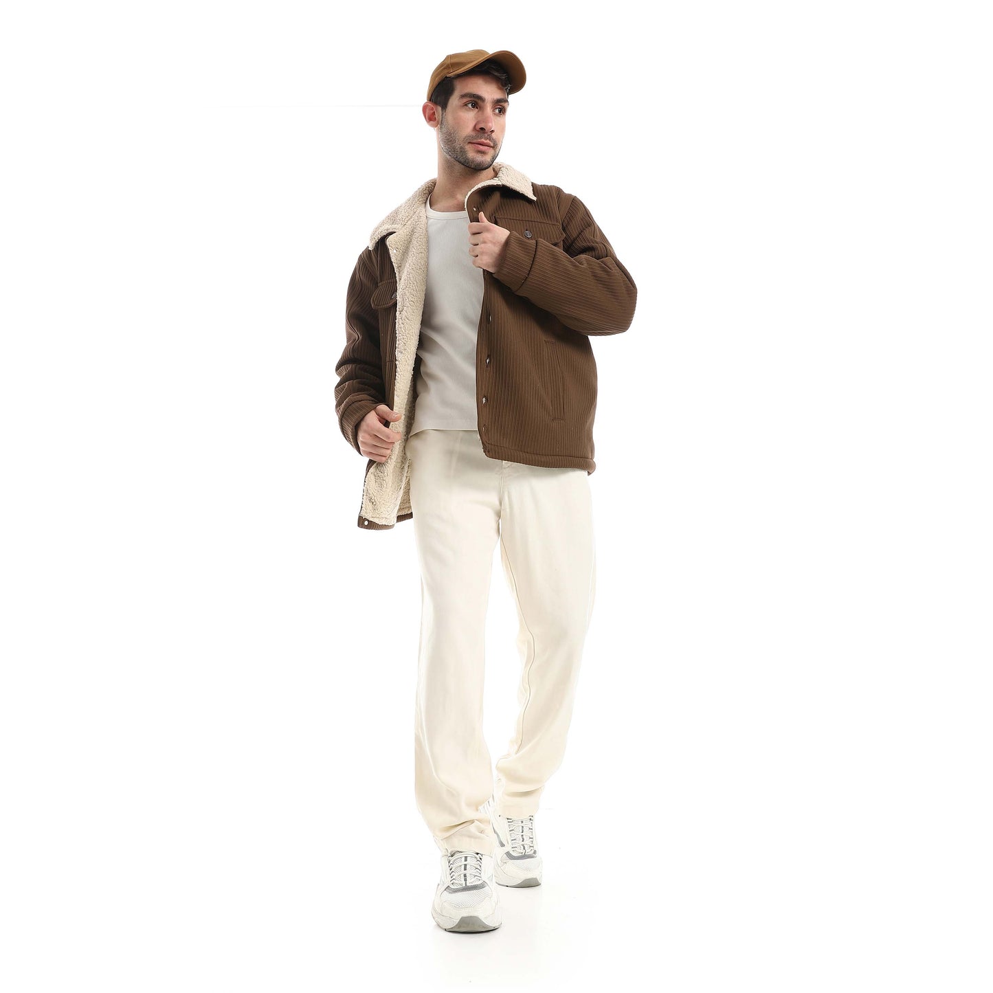 Plush jacket with buttons
