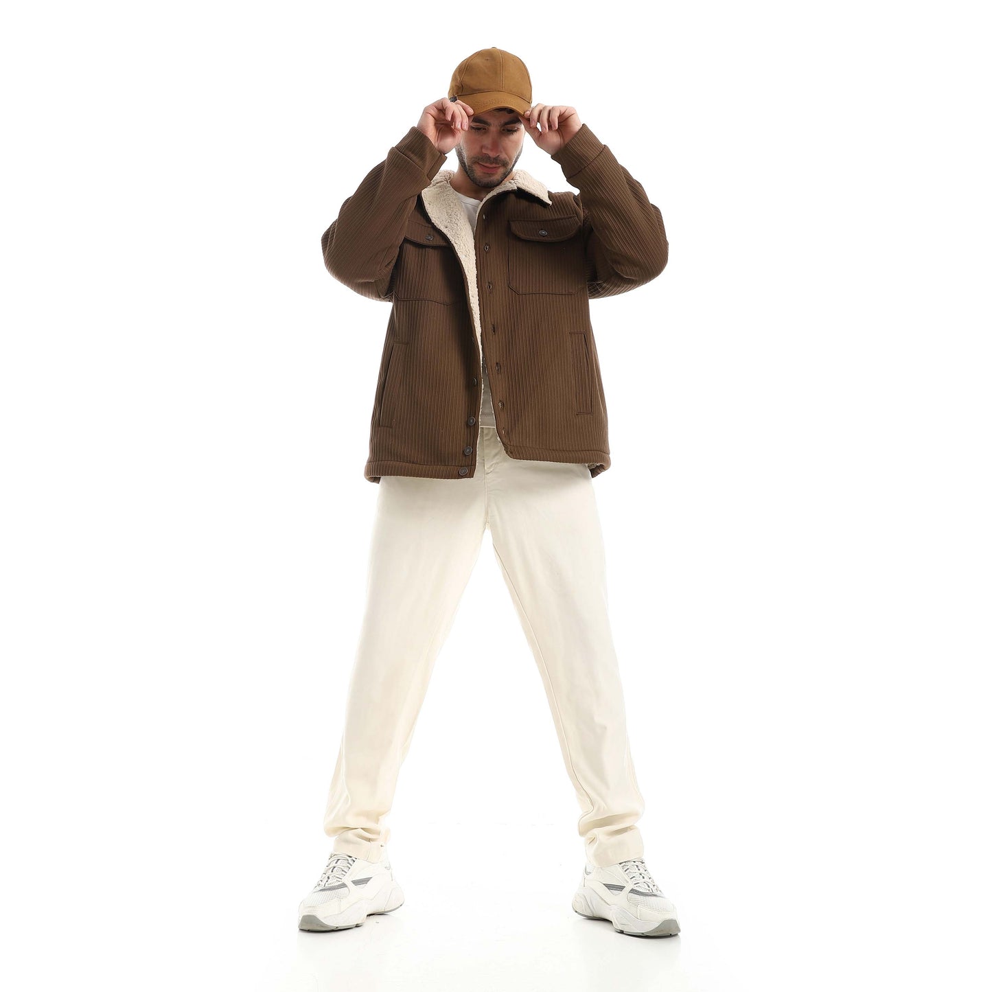 Plush jacket with buttons