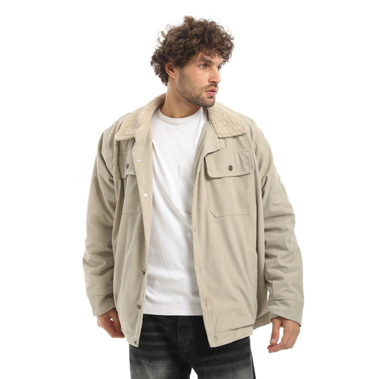 Plush jacket with buttons