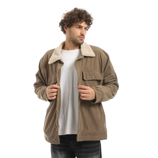 Plush jacket with buttons