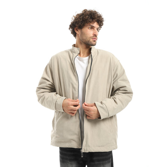 Plush jacket with zipper