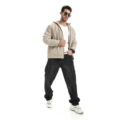 Plush jacket with zipper