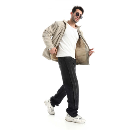 Plush jacket with zipper