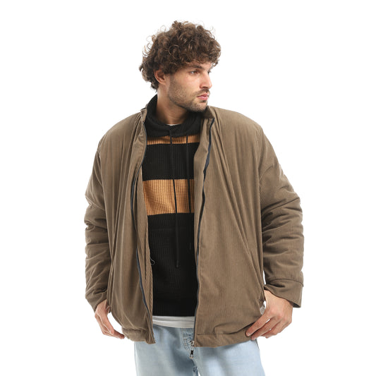 Plush jacket with zipper