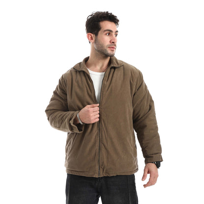 Plush jacket with zipper