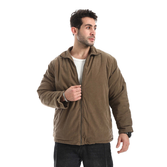 Plush jacket with zipper
