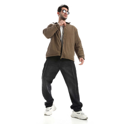 Plush jacket with zipper