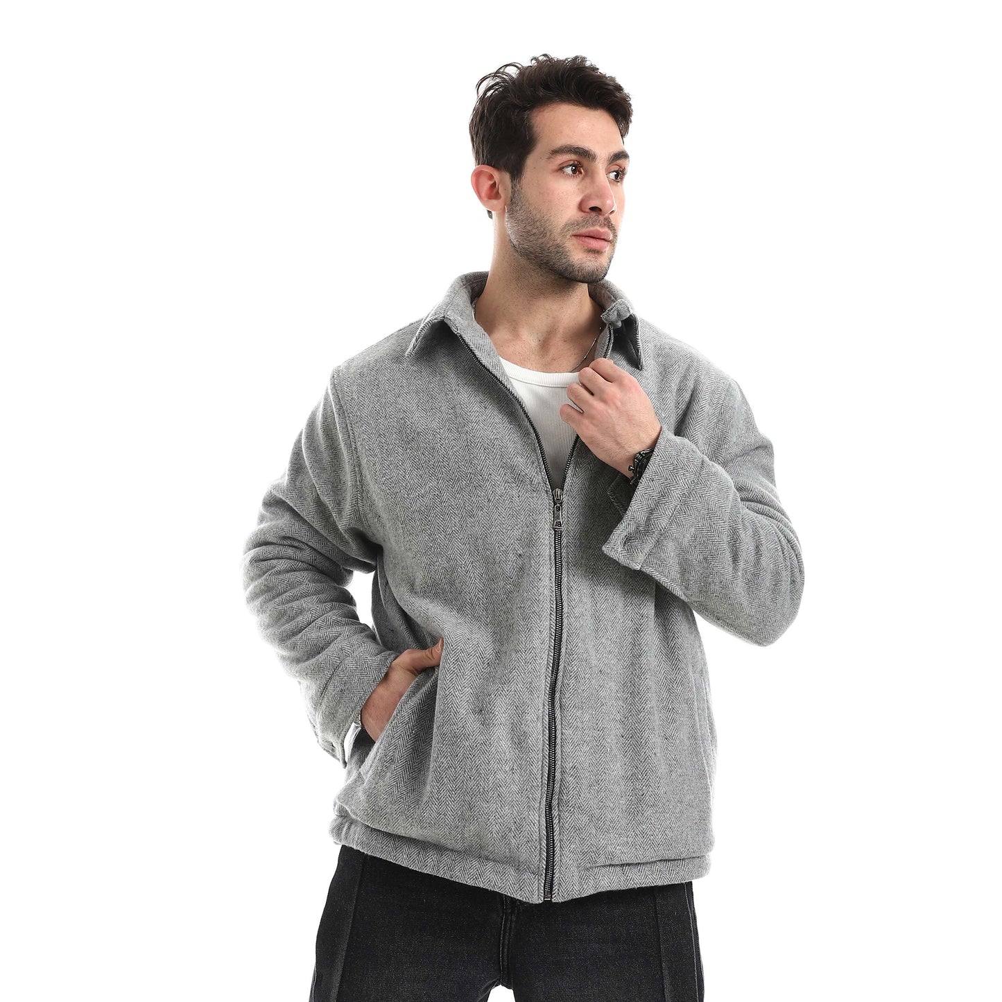 Plush jacket with zipper