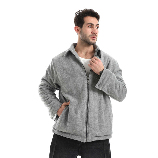 Plush jacket with zipper