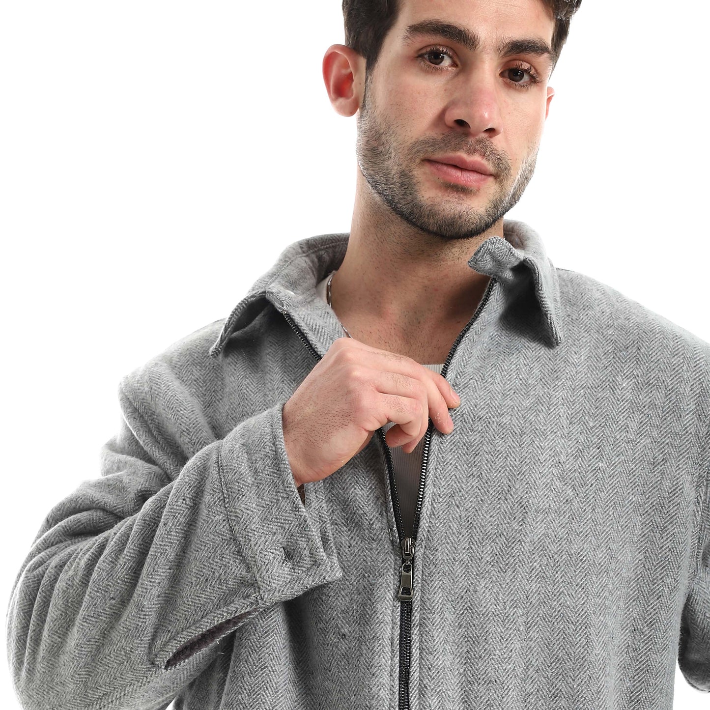 Plush jacket with zipper