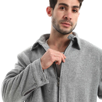 Plush jacket with zipper