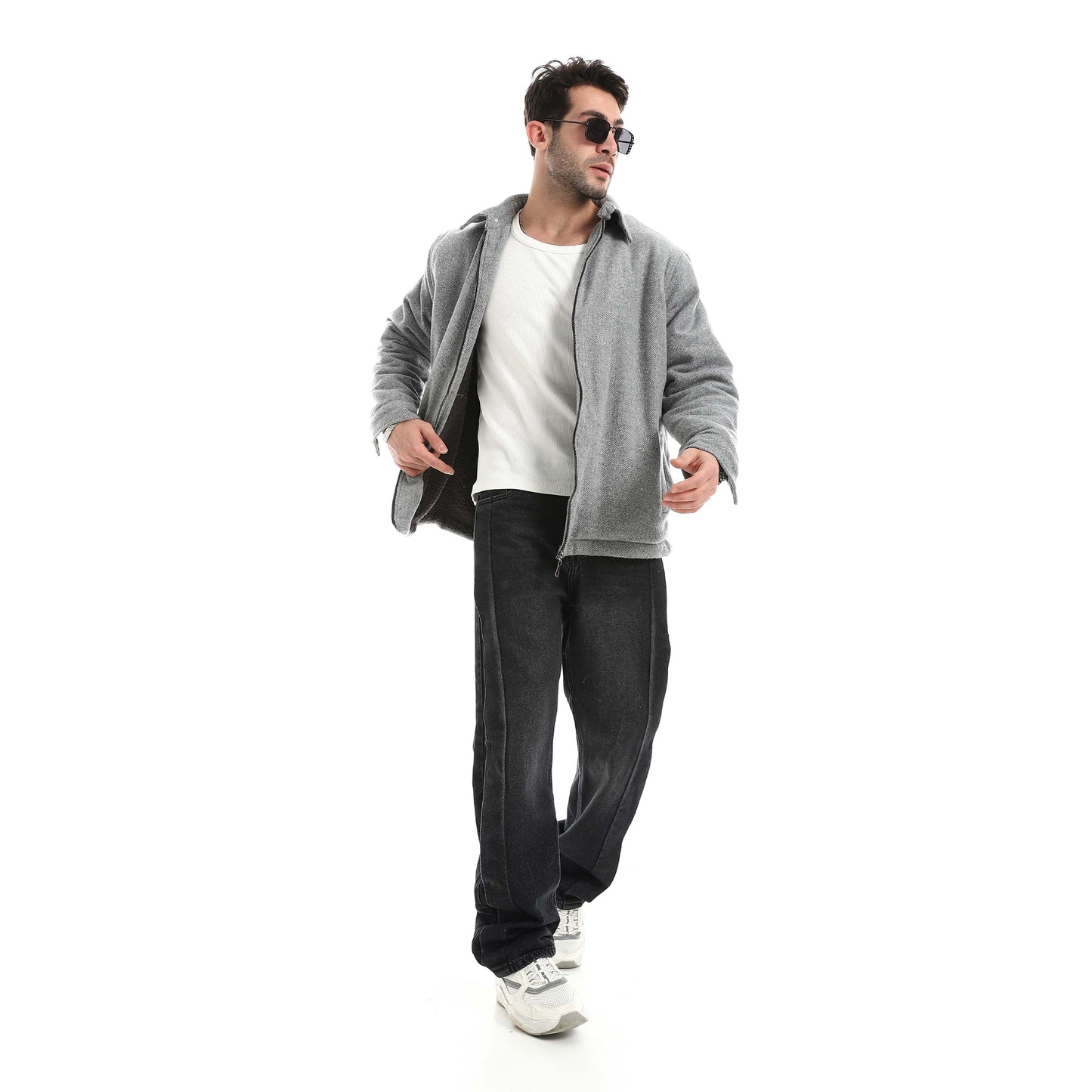 Plush jacket with zipper