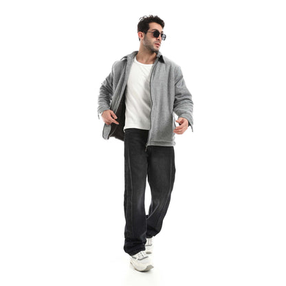 Plush jacket with zipper