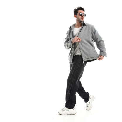 Plush jacket with zipper
