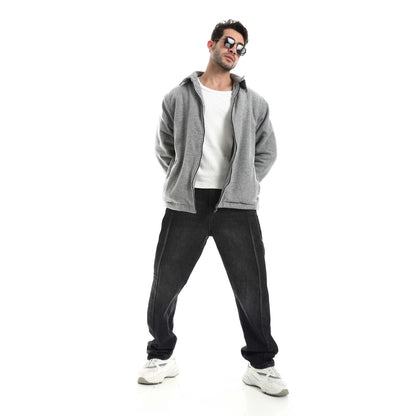 Plush jacket with zipper