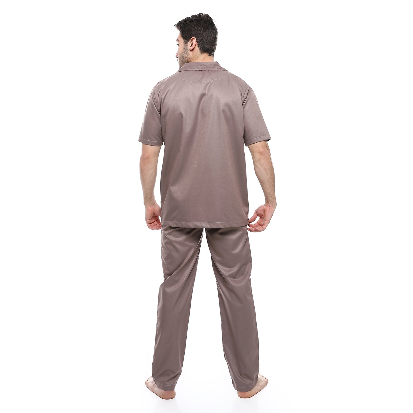 Off Cliff Turn Down Collar Elastic Waist Pajama Set men