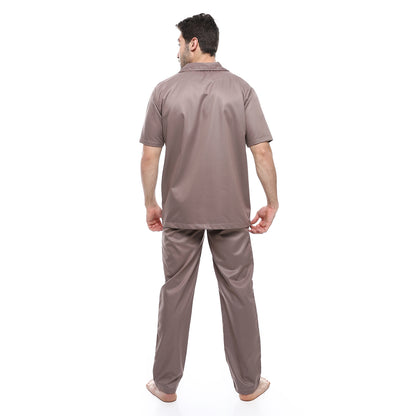 Off Cliff Turn Down Collar Elastic Waist Pajama Set men