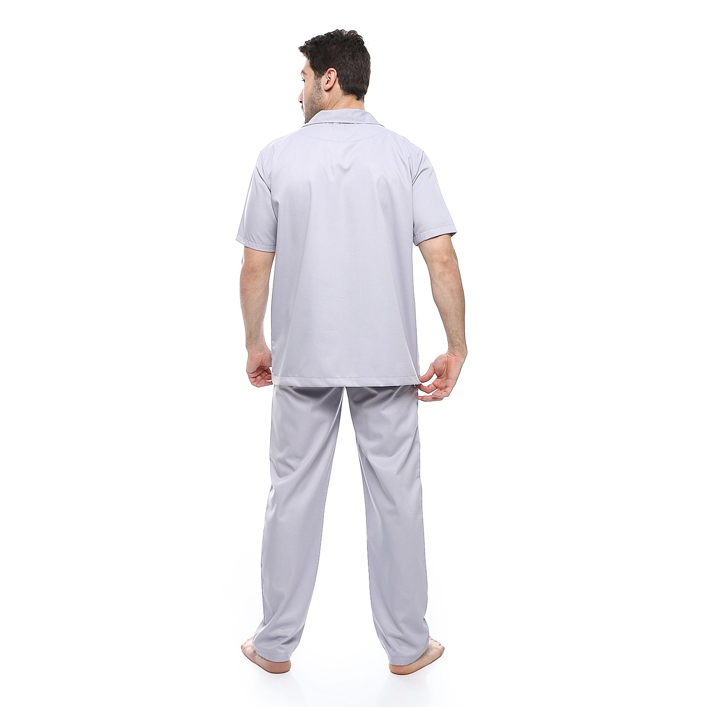 Off Cliff Turn Down Collar Elastic Waist Pajama Set men