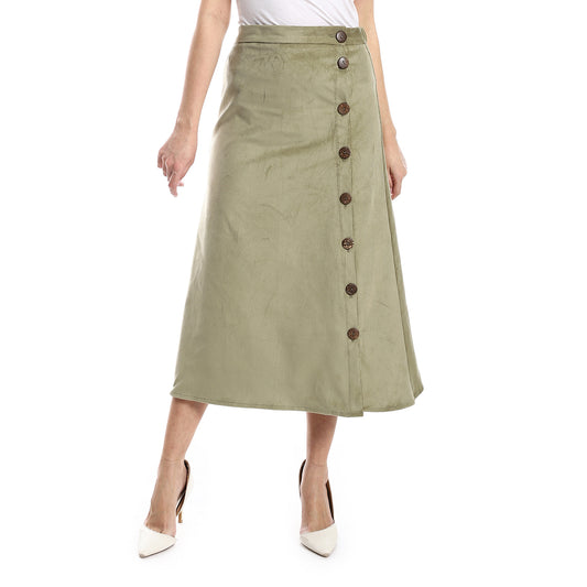 Jamila Ribbed Pattern Elastic Waist A Line Skirt women