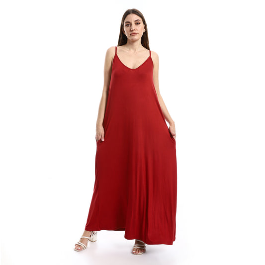 Jamila Spaghetti Strap Long Dress With Side Pockets women