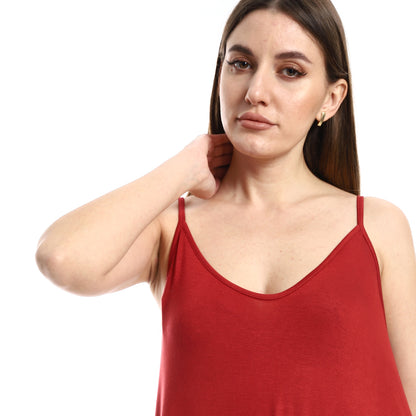 فستان جميلا الطويل بأشرطة رفيعة وجيوب جانبية للنساء