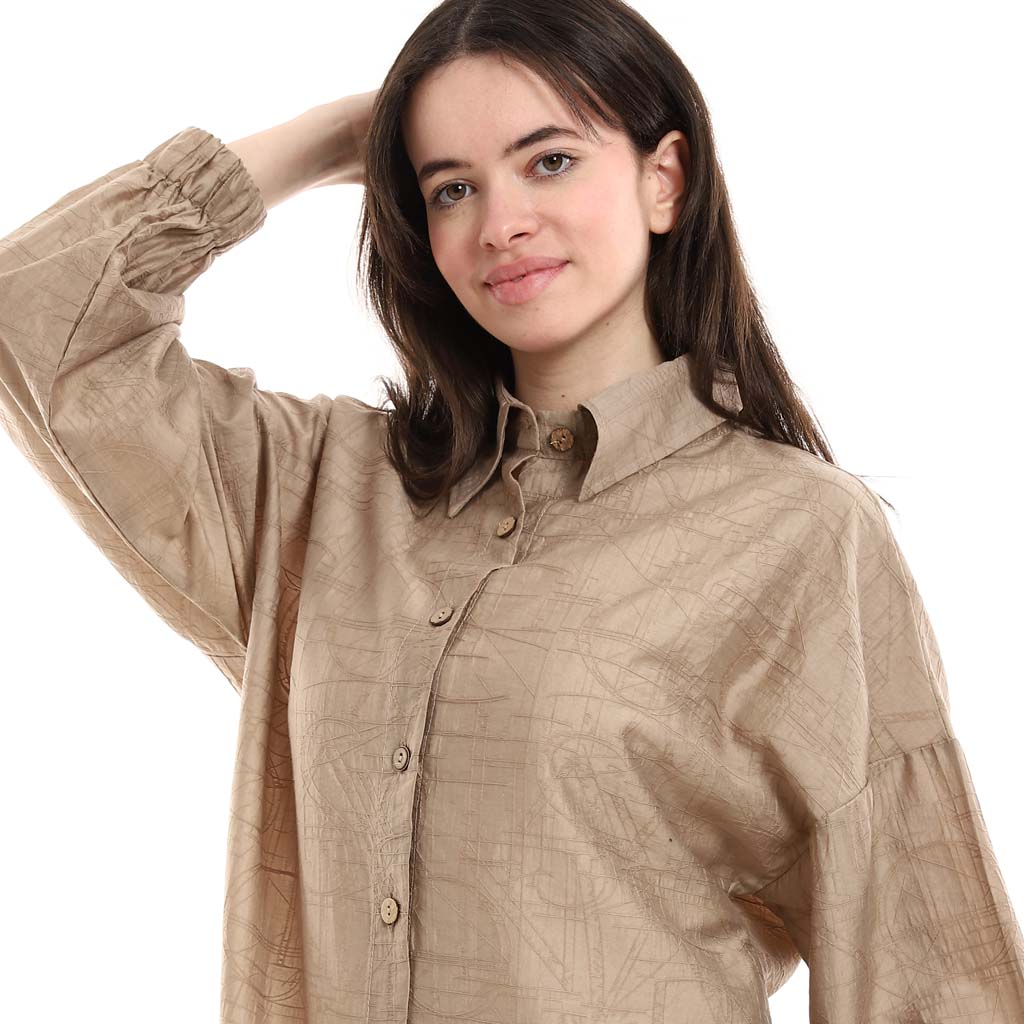 Oversized Button-Down Tunic Shirt