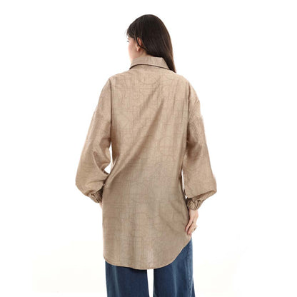 Oversized Button-Down Tunic Shirt
