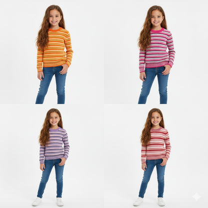 Bundle Round Neck Striped 4 Pieces
