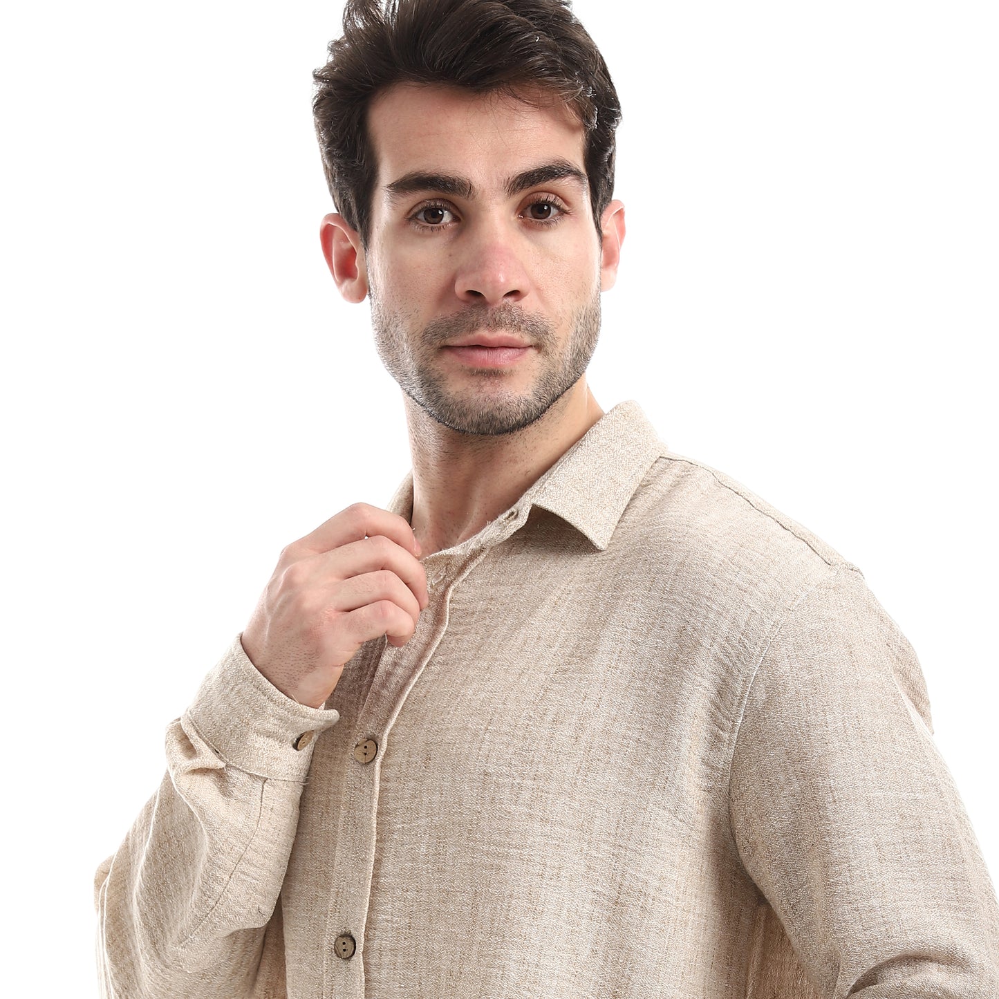 طقم بنطلون كتان خفيف الوزن بزر إغلاق