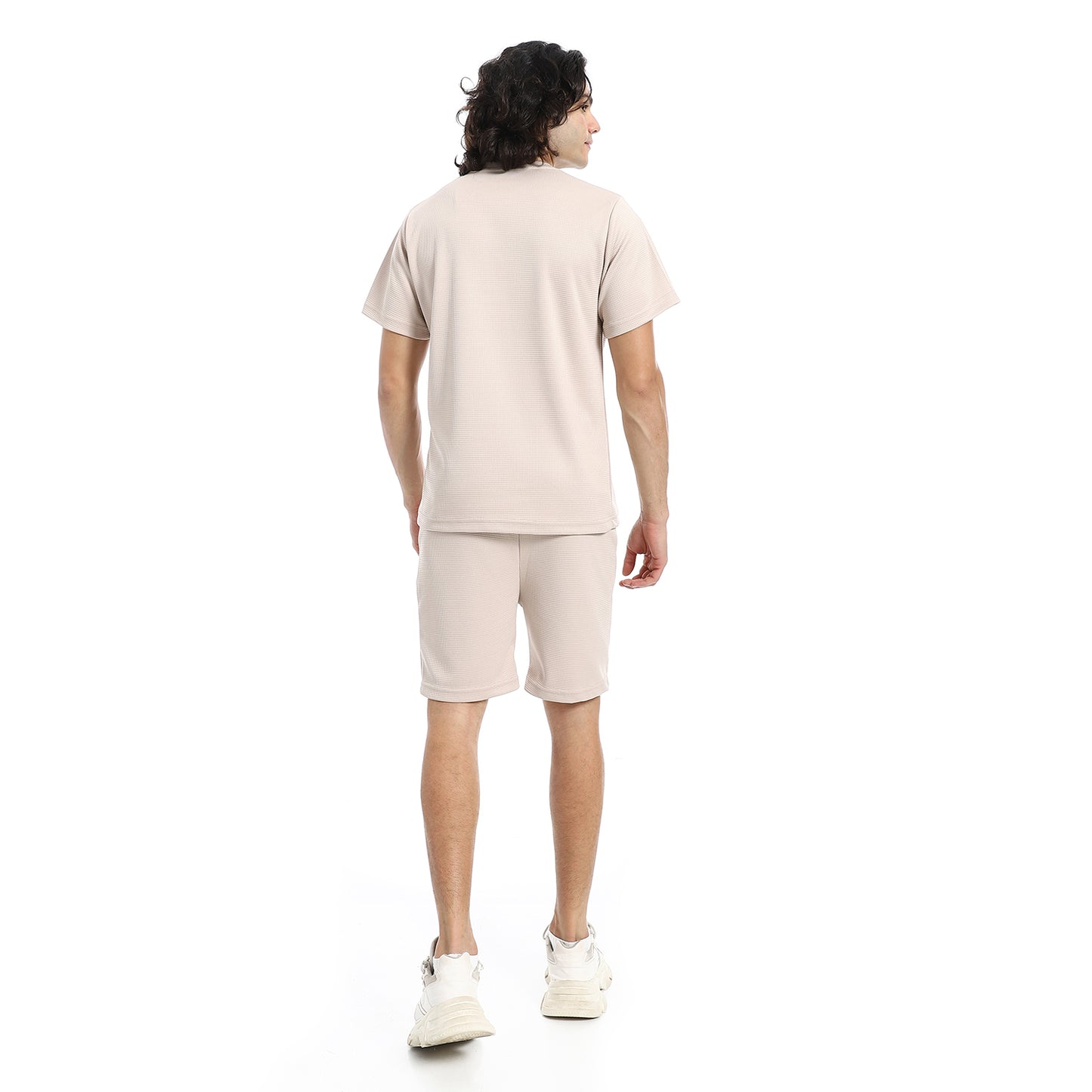 Pique Pattern Slip On T Shirt And Shorts Set